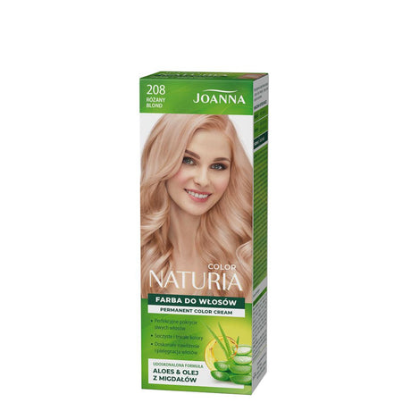 Joanna Naturia Permanent Color Cream Hair Dye - 208 Rose Blond - retail hair-care container isolated on a white background