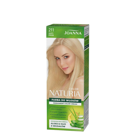 Joanna Naturia Permanent Color Cream Hair Dye - 211 Golden Sand - retail hair-care container isolated on a white background