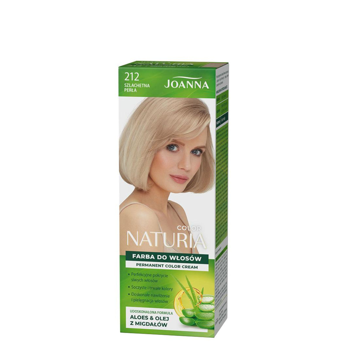 Joanna Naturia Permanent Color Cream Hair Dye - 212 Noble Pearl - retail hair-care container isolated on a white background