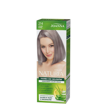 Joanna Naturia Permanent Color Cream Hair Dye - 214 Pigeon Gray - retail hair-care container isolated on a white background