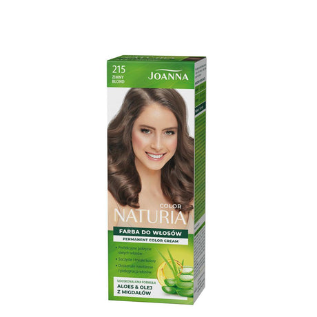 Joanna Naturia Permanent Color Cream Hair Dye - 215 Cold Blond - retail hair-care container isolated on a white background