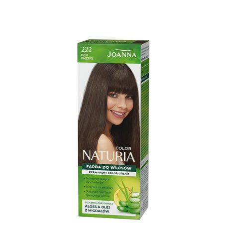 Joanna Naturia Permanent Color Cream Hair Dye - 222 Wild Chestnut - retail hair-care container isolated on a white background