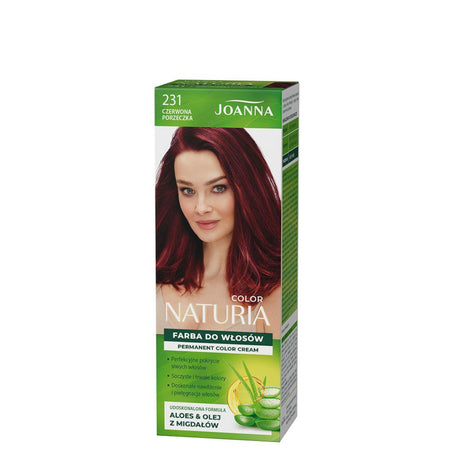 Joanna Naturia Permanent Color Cream Hair Dye - 231 Red Currant - retail hair-care container isolated on a white background