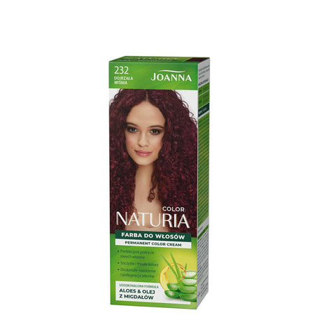 Joanna Naturia Permanent Color Cream Hair Dye - 232 Ripe Cherry - retail hair-care container isolated on a white background