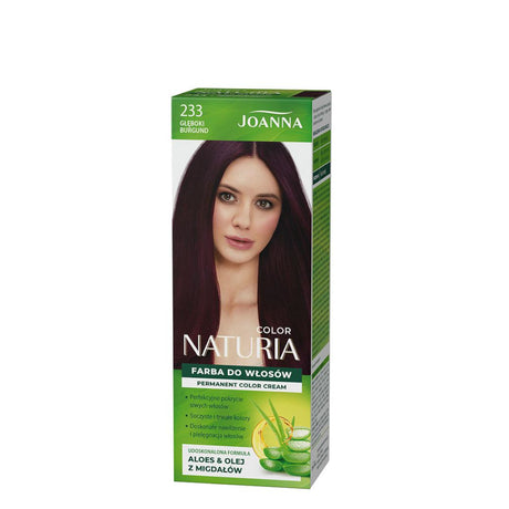 Joanna Naturia Permanent Color Cream Hair Dye - 233 Deep Burgundy - retail hair-care container isolated on a white background