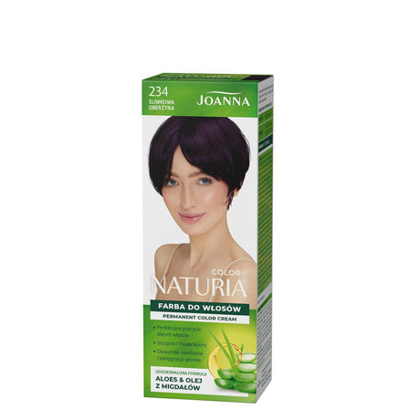 Joanna Naturia Permanent Color Cream Hair Dye - 234 Plummy Eggplant - retail hair-care container isolated on a white background