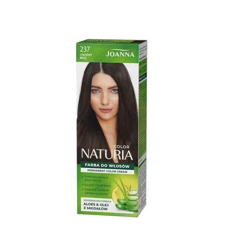 Joanna Naturia Permanent Color Cream Hair Dye - 237 Cold Brown - retail hair-care container isolated on a white background