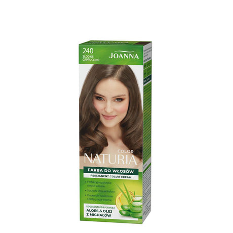 Joanna Naturia Permanent Color Cream Hair Dye - 240 Sweet Cappuccino - retail hair-care container isolated on a white background