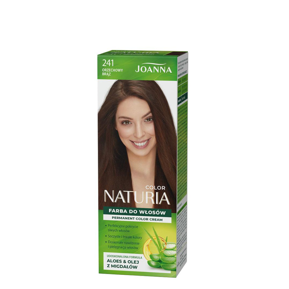 Joanna Naturia Permanent Color Cream Hair Dye - 241 Nut Brown - retail hair-care container isolated on a white background
