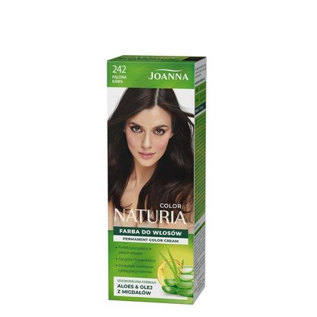 Joanna Naturia Permanent Color Cream Hair Dye - 242 Roast Coffee - retail hair-care container isolated on a white background