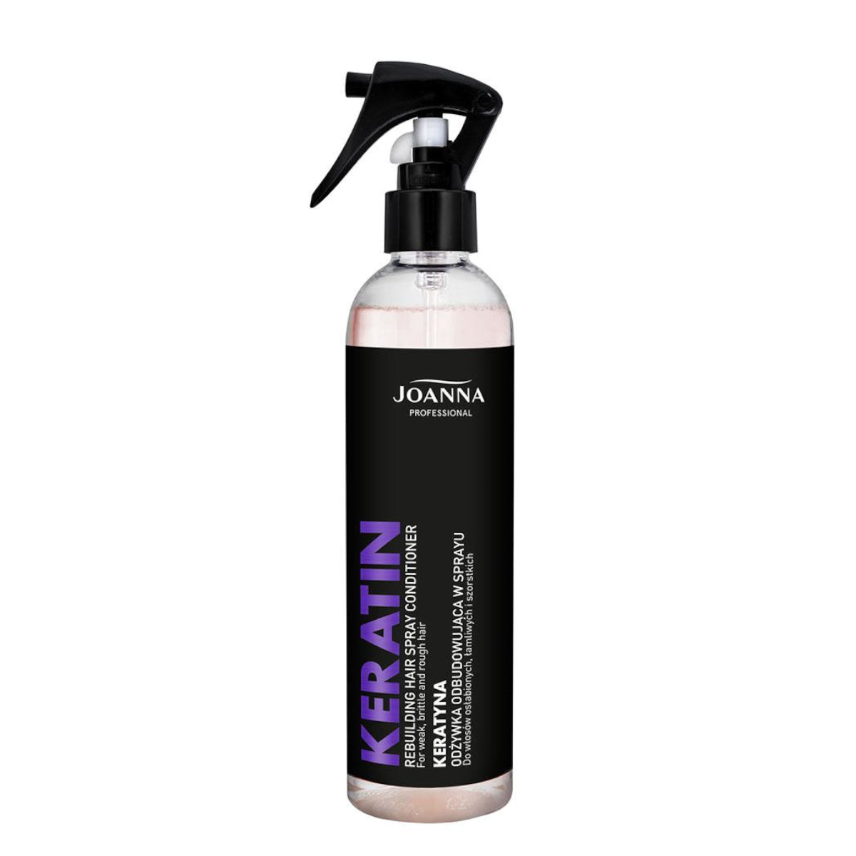 Joanna Professional Keratin Rebuilding Spray Conditioner - retail hair-care container isolated on a white background