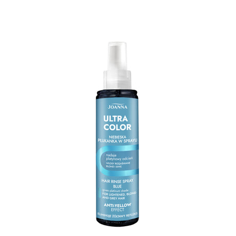 Joanna Ultra Color Blue Hair Rinse Spray Eliminate Yellow Shade - retail hair-care container isolated on a white background