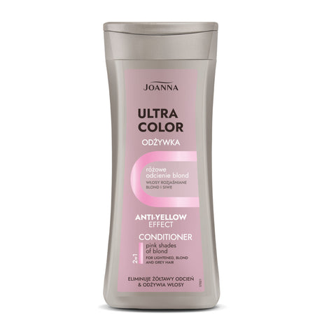 Joanna Ultra Color Pink Conditioner Eliminate Yellow Shade - retail hair-care container isolated on a white background