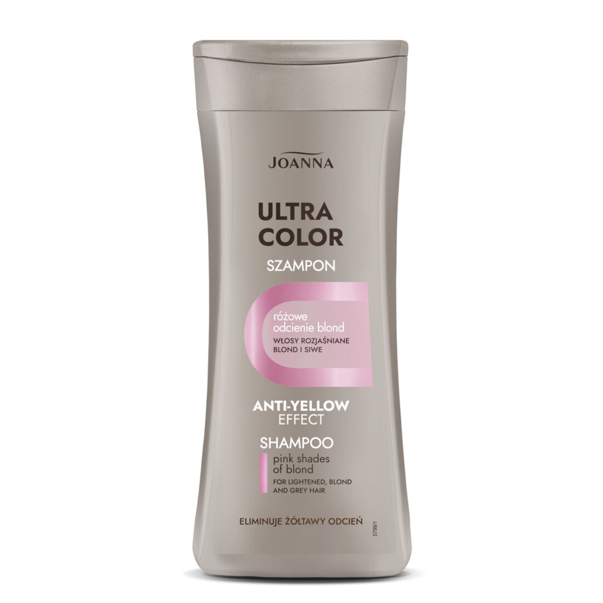 Joanna Ultra Color Pink Hair Shampoo Eliminate Yellow Shade - retail hair-care container isolated on a white background