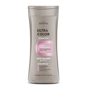 Joanna Ultra Color Pink Hair Shampoo Eliminate Yellow Shade - retail hair-care container isolated on a white background