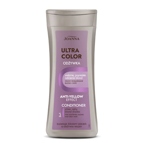 Joanna Ultra Color Silver Conditioner Eliminate Yellow Shade - retail hair-care container isolated on a white background