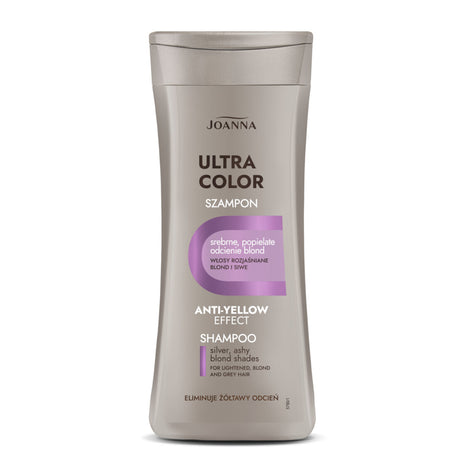 Joanna Ultra Color Silver Hair Shampoo Eliminate Yellow Shade - retail hair-care container isolated on a white background
