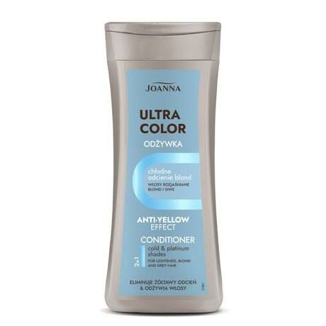 Joanna Ultra Color Silver Platinum Conditioner Eliminate Yellow Shade - retail hair-care container isolated on a white background