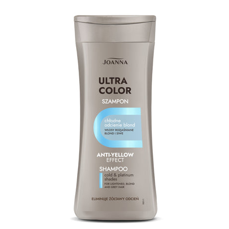 Joanna Ultra Color Silver Platinum Shampoo Eliminate Yellow Shade - retail hair-care container isolated on a white background