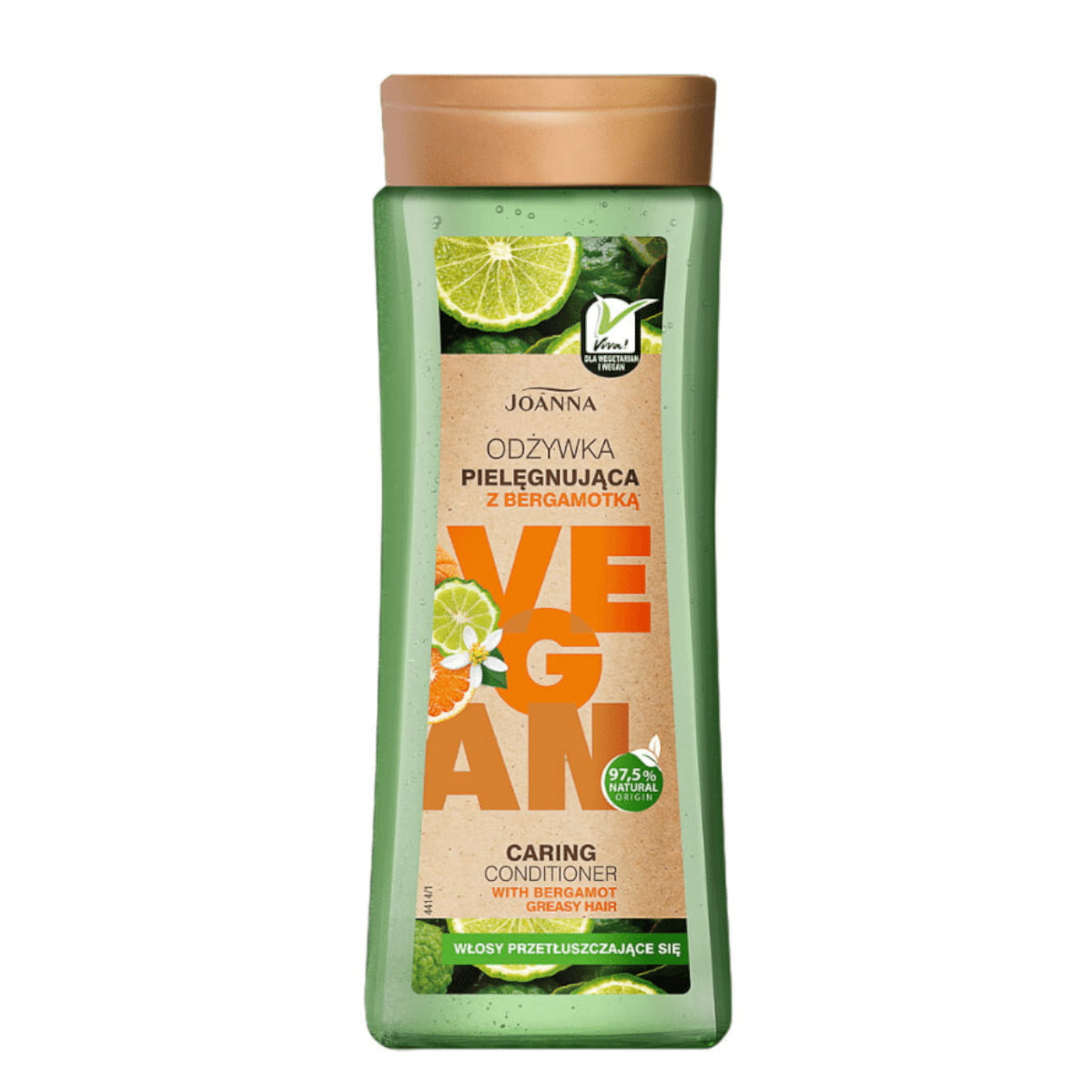 Joanna Vegan Caring Conditioner With Bergamot - retail hair-care container isolated on a white background