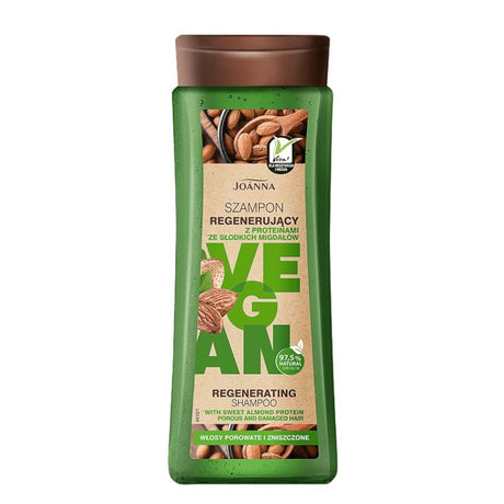 Joanna VEGAN Regenerating Shampoo with Sweet Almond Proteins - retail hair-care container isolated on a white background