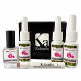 Kalentin Vegan Brow Lamination Set with four numbered treatment bottles, black box and mineral brow pencil