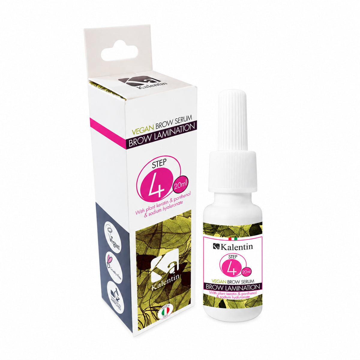 Kalentin Vegan Brow Serum Step 4 20 ml with carton and bottle
