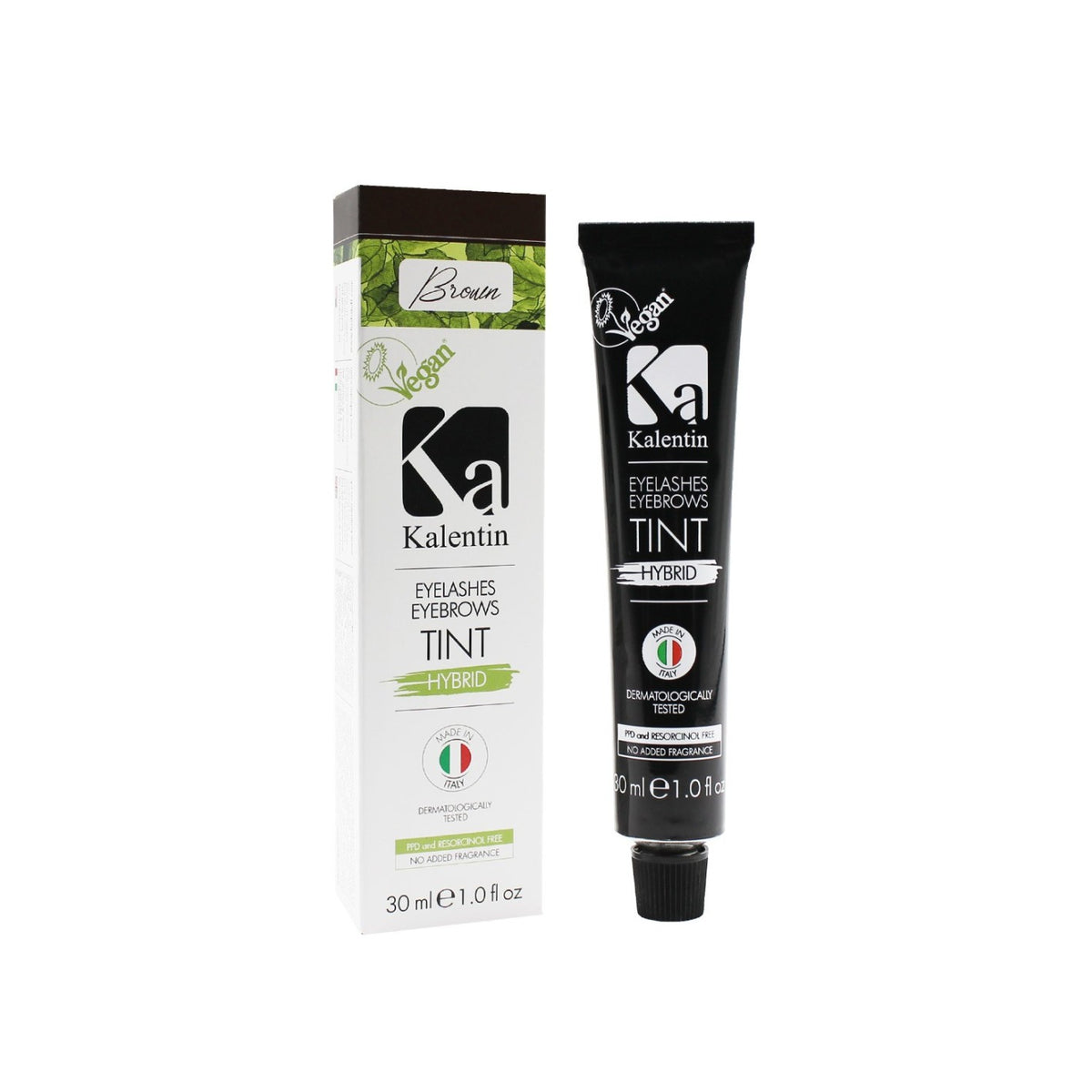 Kalentin Vegan Hybrid Eyebrow & Eyelash Tint Brown 30ml with carton