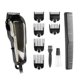 Kessner Hair Trimmer Kit KES-201 Brushed - clipper with comb attachments and accessories on a white background
