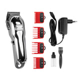 Kessner Hair Trimmer Kit KES-2020A Silver - clipper with comb attachments and accessories on a white background