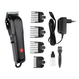 Kessner Hair Trimmer Kit KES-699 PLUS Black - clipper with comb attachments and accessories on a white background
