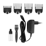 Kessner Hair Trimmer Kit KES-699 PLUS Black - clipper with comb attachments and accessories on a white background