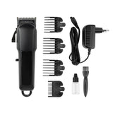 Kessner Hair Trimmer Kit KES-888B Black - clipper with comb attachments and accessories on a white background