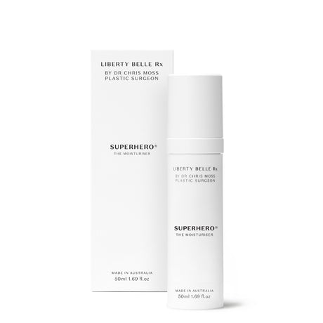 Liberty Belle Rx Superhero® Antioxidant Wrinkle Defence Cream with Ceramides - retail packaging shown on a light background