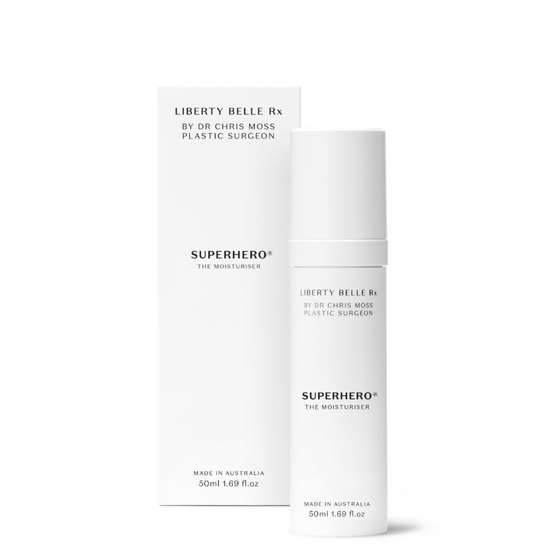 Liberty Belle Rx Superhero® Antioxidant Wrinkle Defence Cream with Ceramides - retail packaging shown on a light background