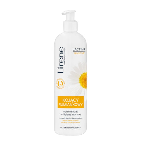 Lirene Lactima Sensitive Chamomile Soothing Feminine Gel Wash - arranged with the included components on a white background