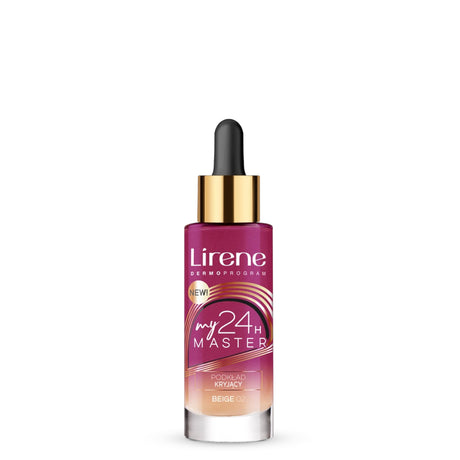 Lirene My Master Covering Foundation - foundation tube displayed over matching shade swatches
