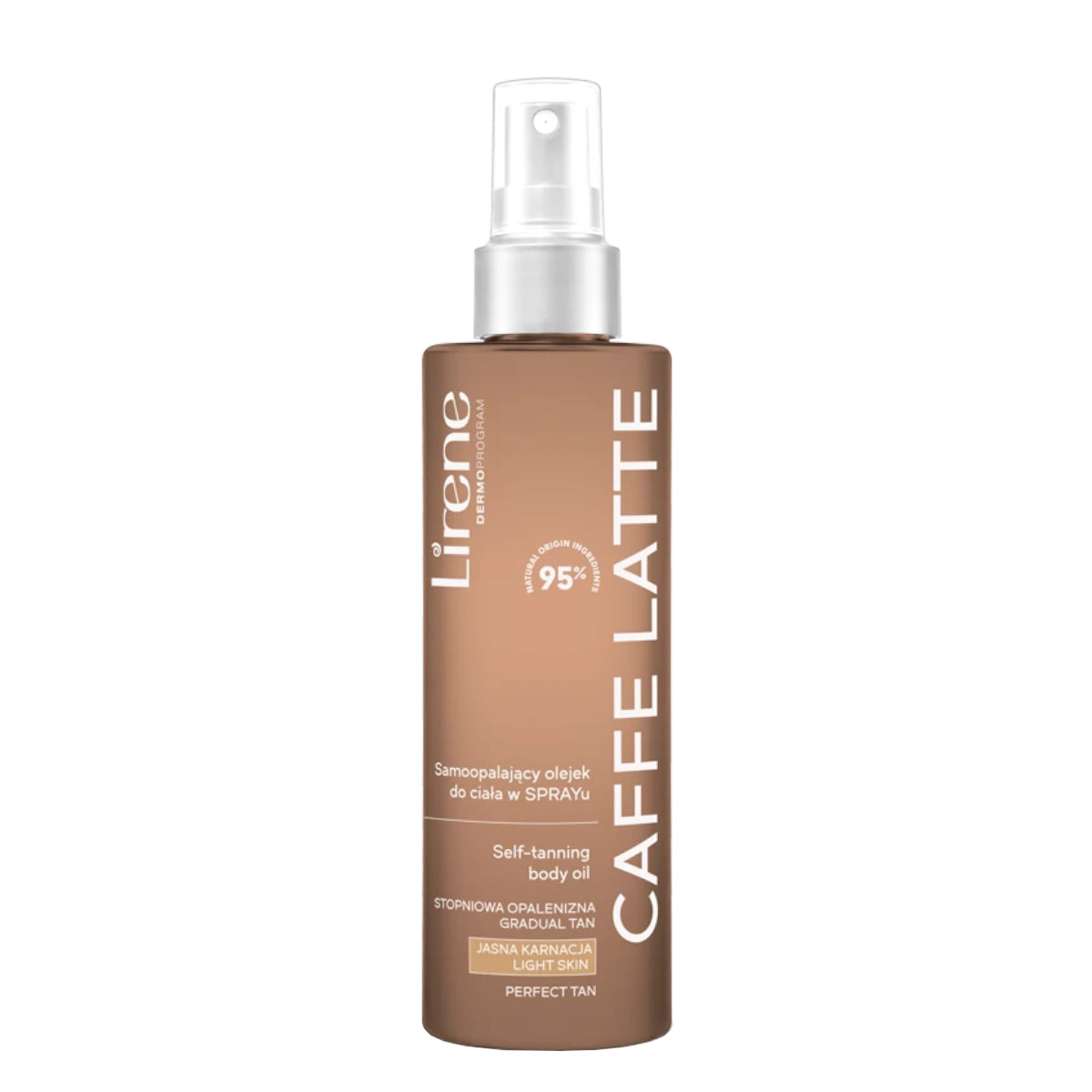 Lirene Perfect Tan Self-Tanning Body Oil Caffe Latte Light Skin - isolated on a white background