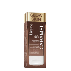 Lirene Perfect Tan Self-Tanning Face Cream-Serum Caramel - retail packaging on a white background