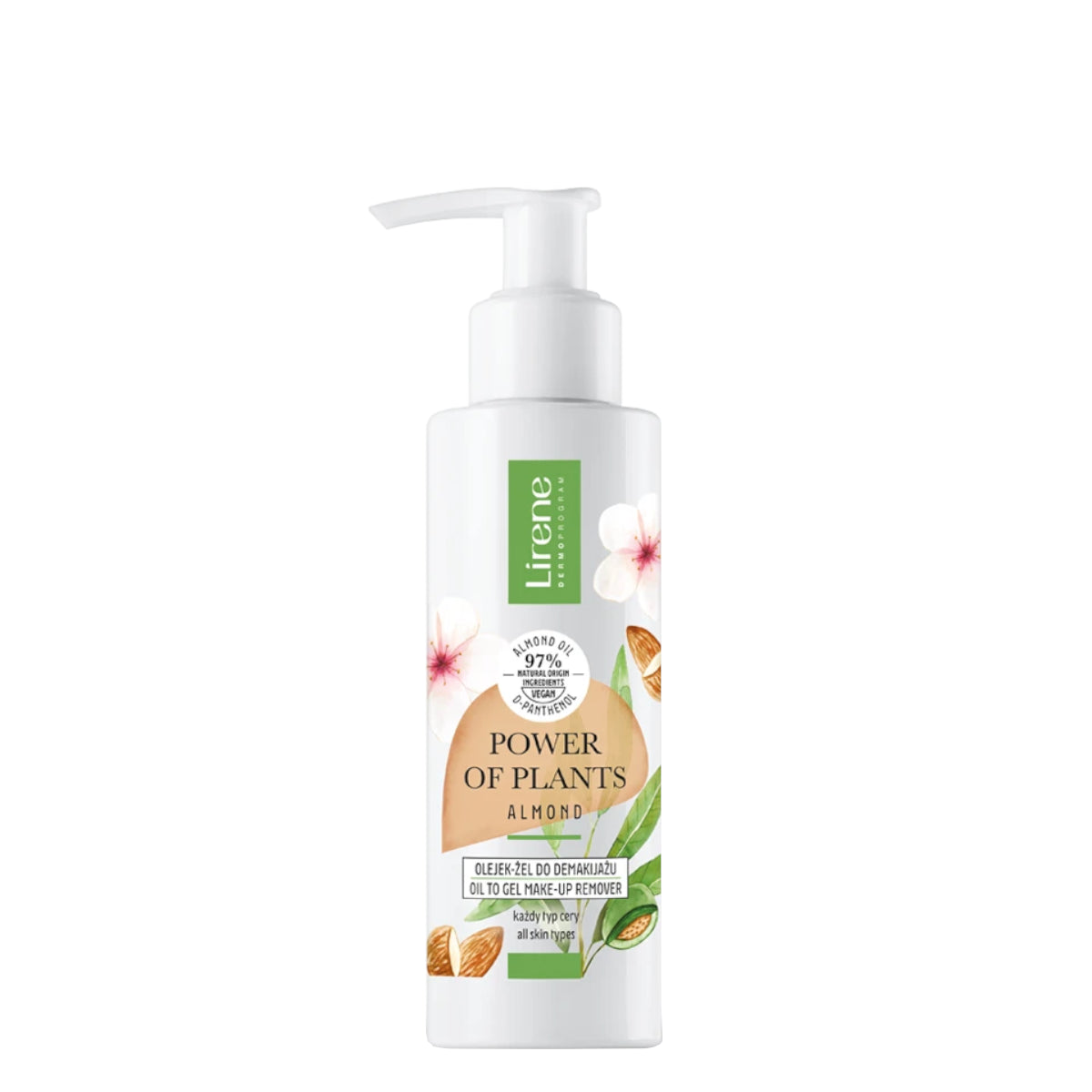 Lirene Power of Plants Makeup Remover Oil-Gel Almond - isolated on a white background