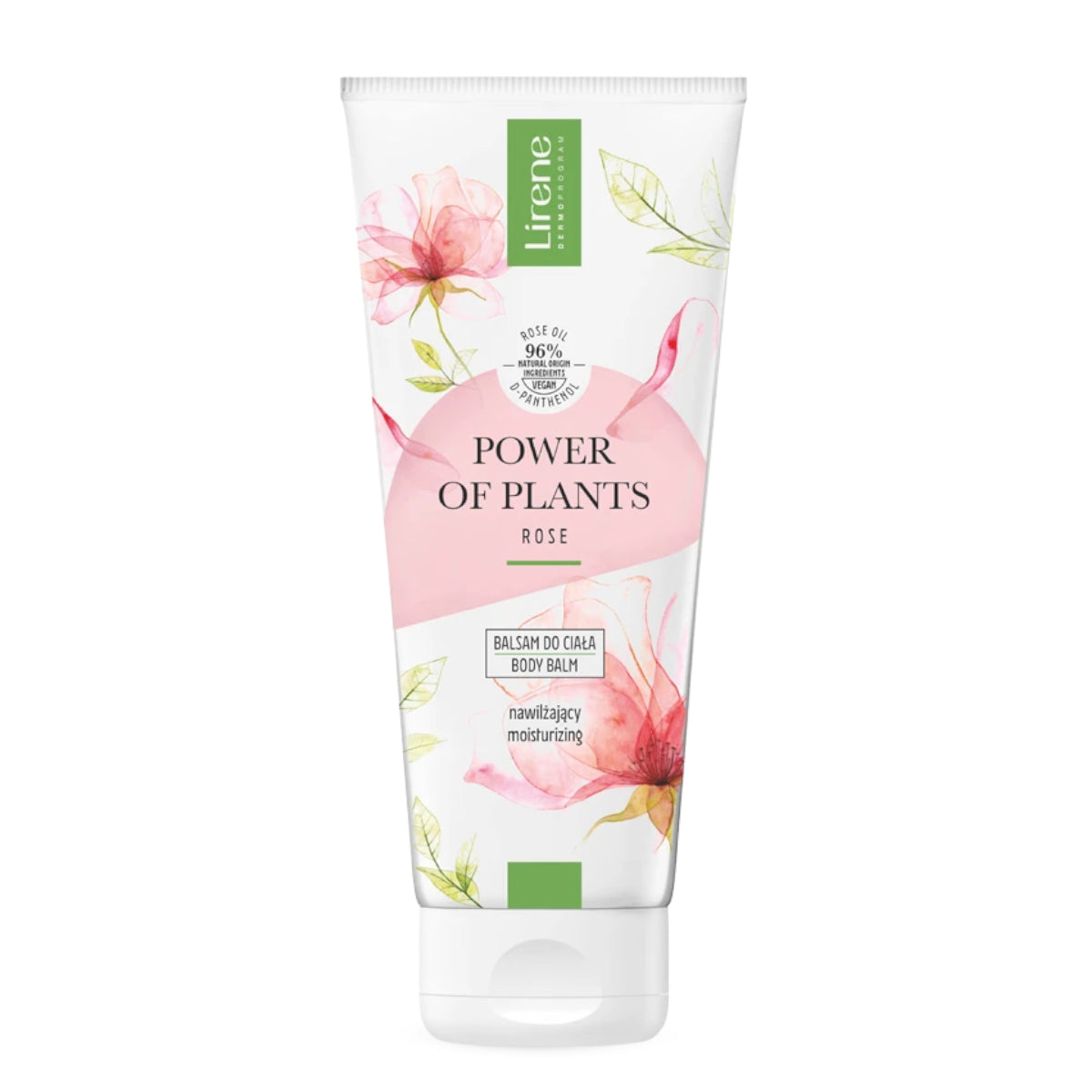 Lirene Power Of Plants Moisturising Body Balm Rose - arranged with the included components on a white background