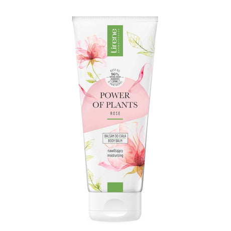 Lirene Power Of Plants Moisturising Body Balm Rose - arranged with the included components on a white background