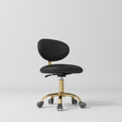 Manufakturo Aura Gold Legs Beauty Stool Black - close-up of the upholstery and construction details