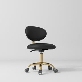Manufakturo Aura Gold Legs Beauty Stool Black - close-up of the upholstery and construction details