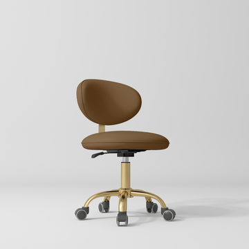 Manufakturo Aura Gold Legs Beauty Stool Caramel - close-up of the upholstery and construction details