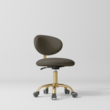 Manufakturo Aura Gold Legs Beauty Stool Cocoa Mocha - close-up of the upholstery and construction details