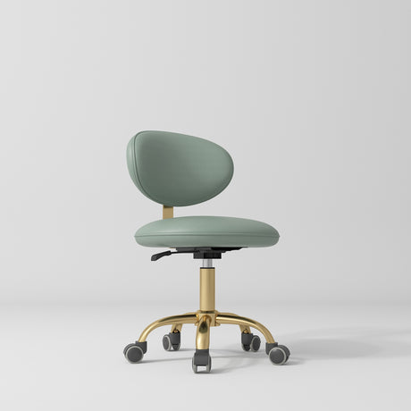 Manufakturo Aura Gold Legs Beauty Stool Olive - close-up of the upholstery and construction details