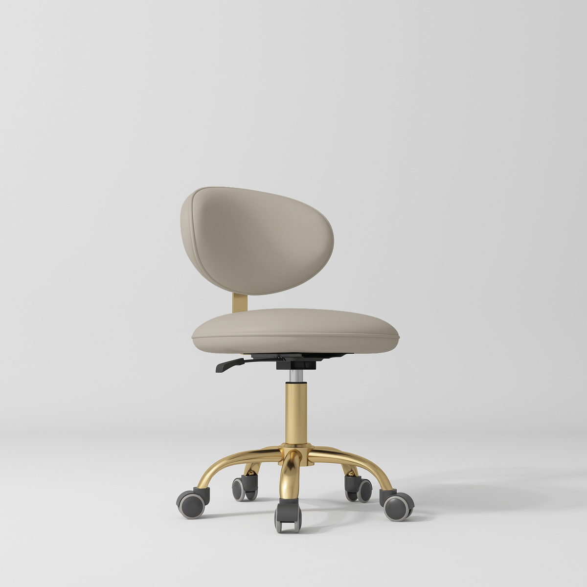 Manufakturo Aura Gold Legs Beauty Stool Stone Taupe - close-up of the upholstery and construction details