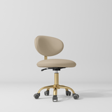 Manufakturo Aura Gold Legs Beauty Stool Warm Beige - close-up of the upholstery and construction details