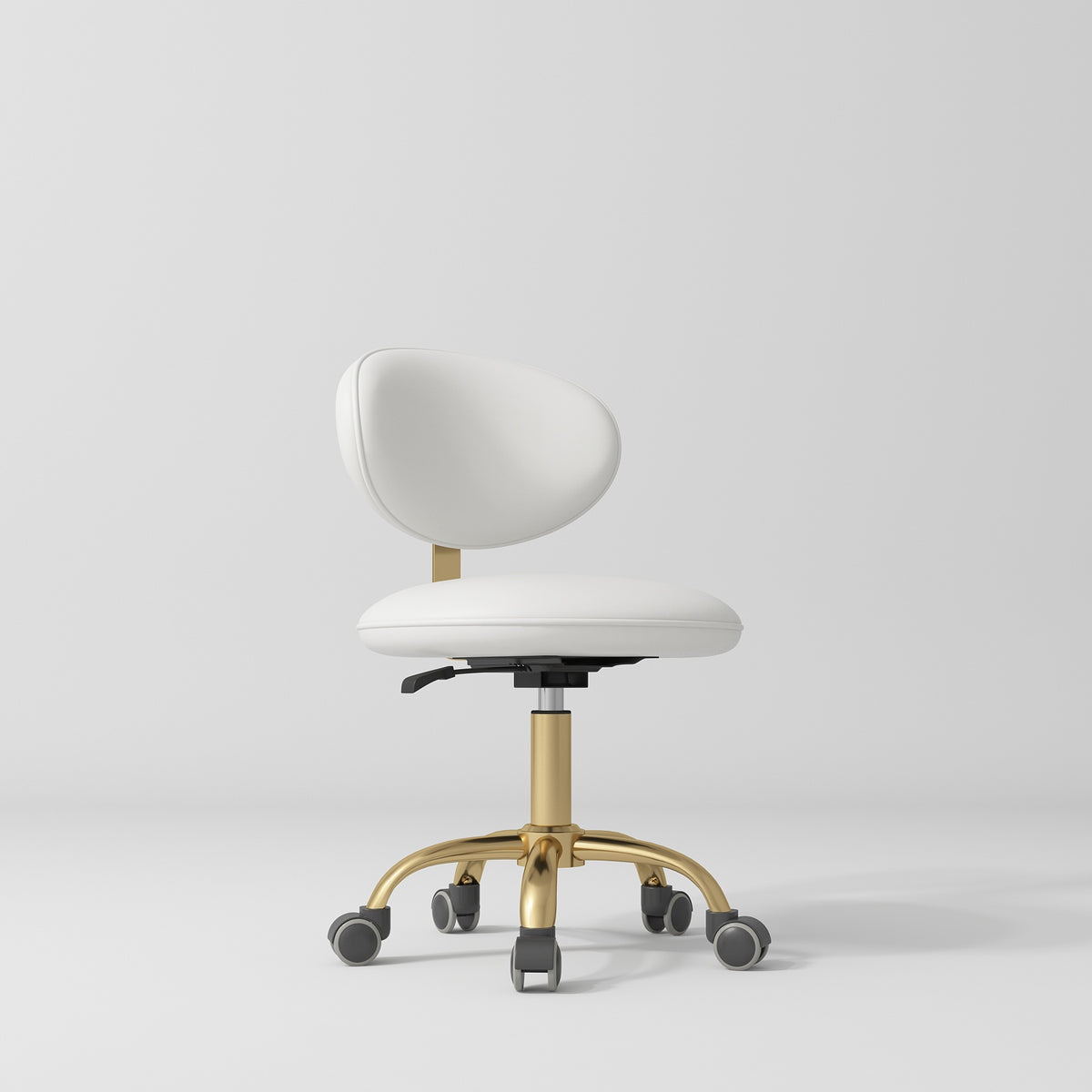 Manufakturo Aura Gold Legs Beauty Stool White - close-up of the upholstery and construction details